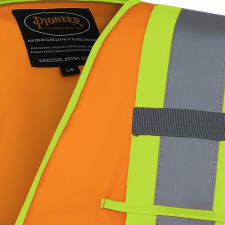 Pioneer Sleeved Vest, Polyester, Hi-Vis Orange, XL V1023550U-XL